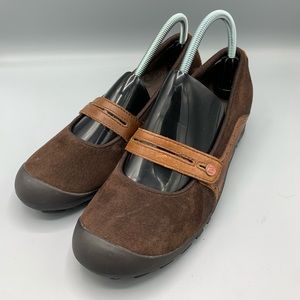 MERRELL Plaza Bandeau Mary Jane Comfort Flat Wo's 8.5 Chocolate Brown Suede